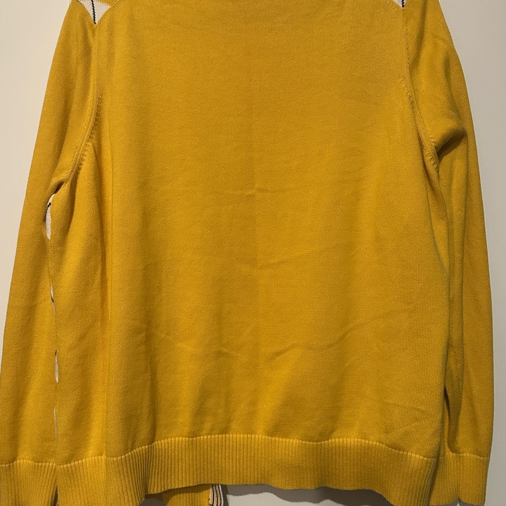 Lands' End Yellow Argyle Cardigan Sweater - Picture 4 of 6